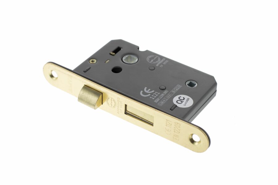 ALKRCBATH3PB Radius Corner Bathroom Lock [CE] - Polished Brass - Each