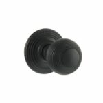 OE50RMKMB Solid Brass Reeded Mortice Knob - Matt Black - Set
