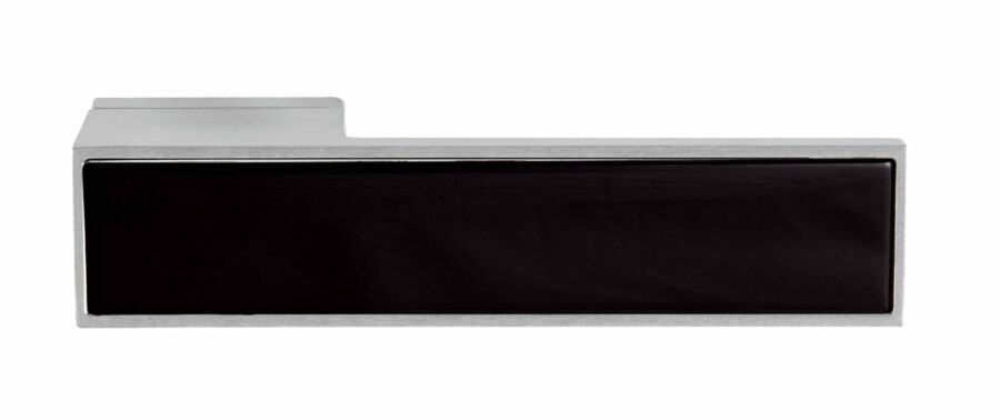 T3084LMBSC Designer Lever - Pearl Black Decorative Plate - Satin Chrome - Set