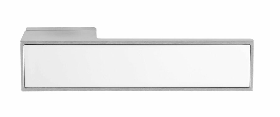 T3084LWHSC Designer Lever  - White Decorative Plate - Satin Chrome - Set
